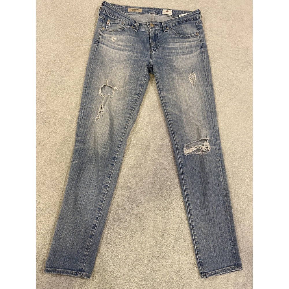 AG Adriano Goldschmied Anthropologie Distressed Stevie Ankle Blue Jeans Size 26R